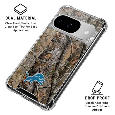 NFL Detroit Lions Realtree AP Camo Google Pixel 10 Clear Case